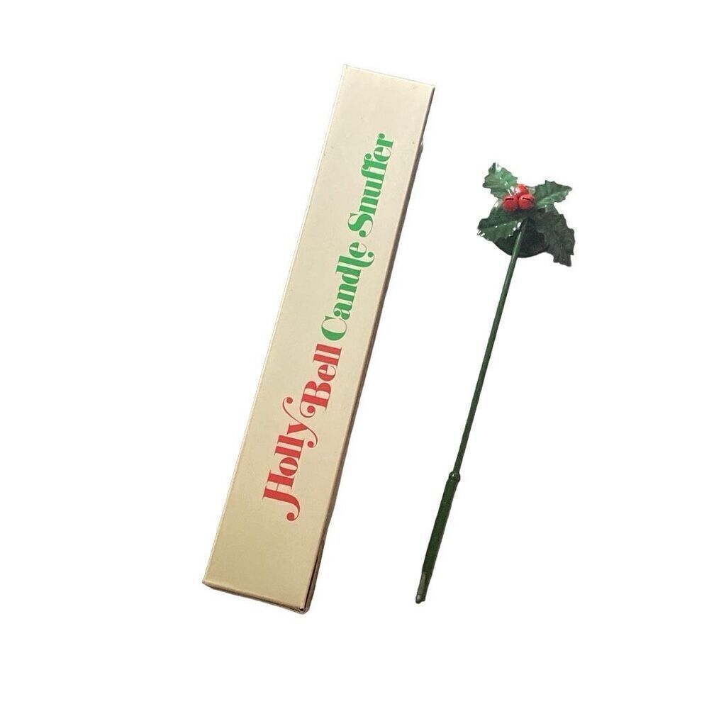 Department 56 Holly Bell Candle Snuffer Red Green Christmas 11" Vintage